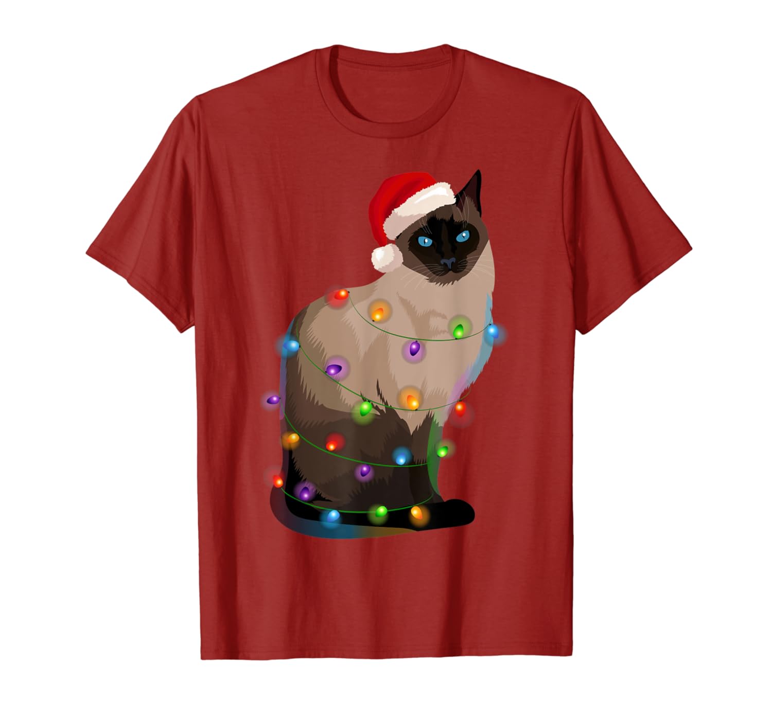 Siamese Cat Christmas Lights Xmas Cat Lover TShirt